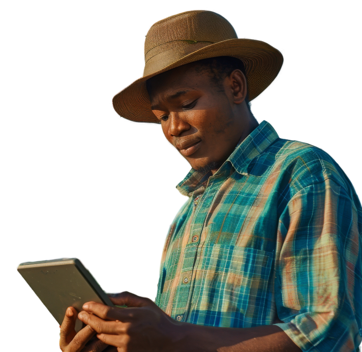 African man harvesting vegetables